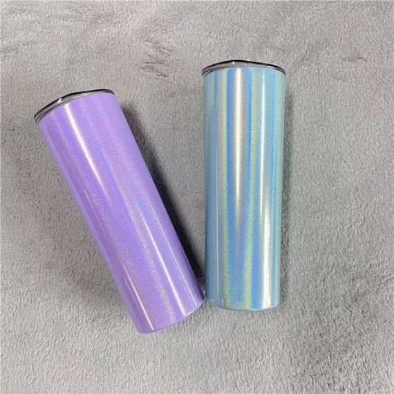 20 oz Straight Skinny Glitter (Rainbow Shimmer) Sublimation Tumblers - 4  Colours