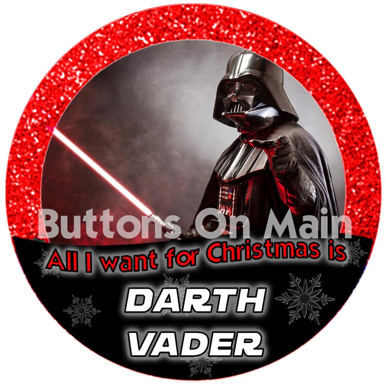 Theme Park Style Button Star Wars Darth Vader Christmas