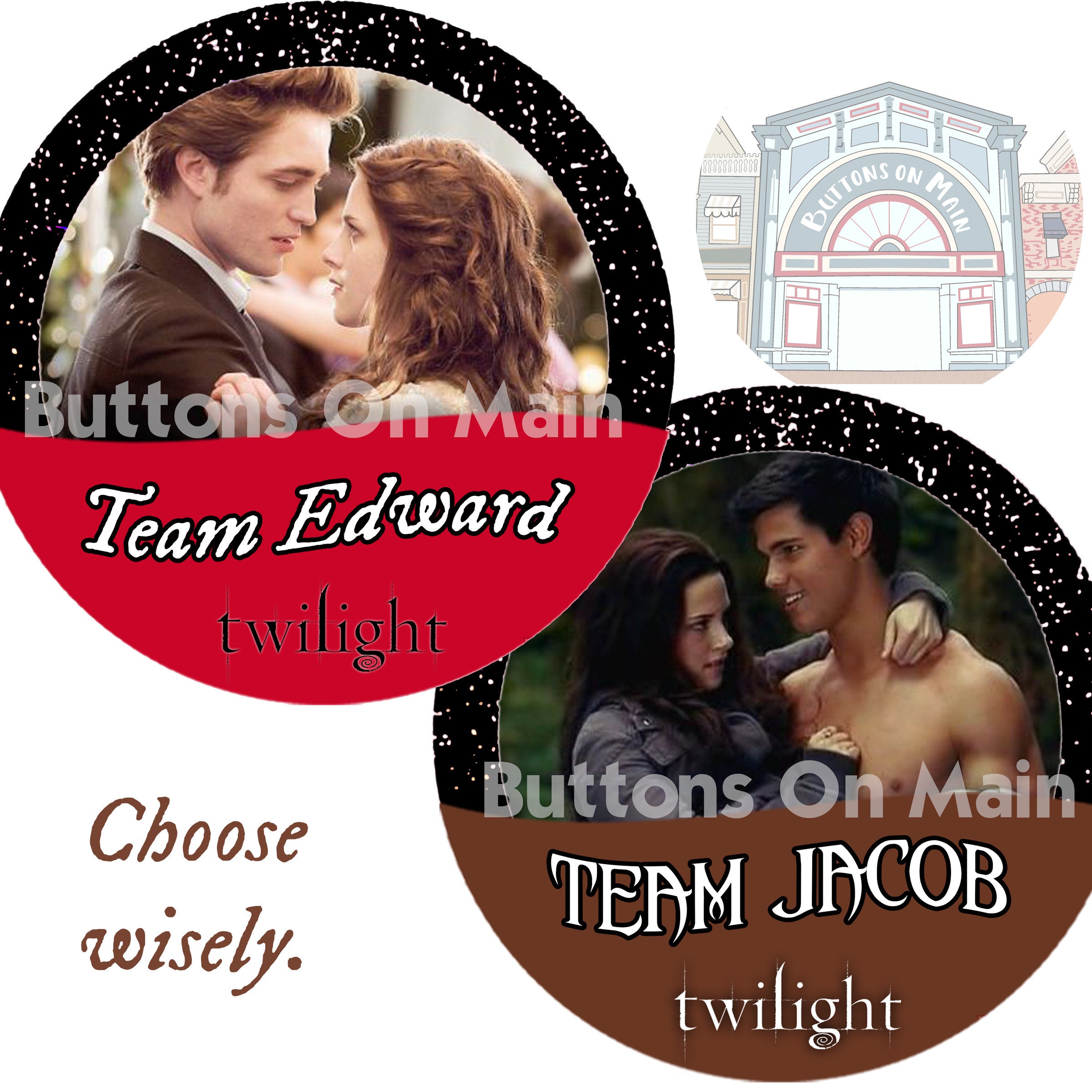 Team Edward Oder Team Jacob Twilight Button Button Etsy
