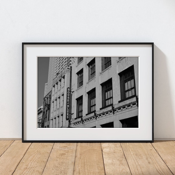 black and white New Orleans photography, House of Blues wall art, French Quarter print
