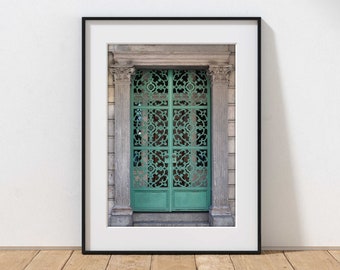 French Quarter door print, New Orleans photography, mint green door photo, Louisiana wall art