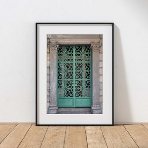 French Quarter door print, New Orleans photography, mint green door photo, Louisiana wall art image 1