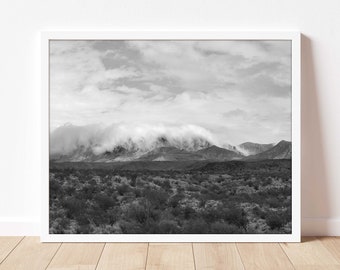 black and white Big Bend photography, West Texas wall art, national parks print, black and white landscape