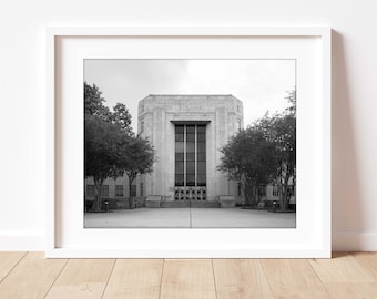 E. Cullen Building, University of Houston photography, UH campus wall art, black and white Houston print