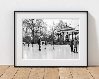 Hyde Park Print, black and white London photography, holiday wall art, winter print