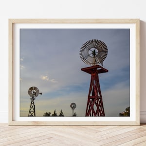 Texas Windmill Print: Sunset Country Landscape Photography