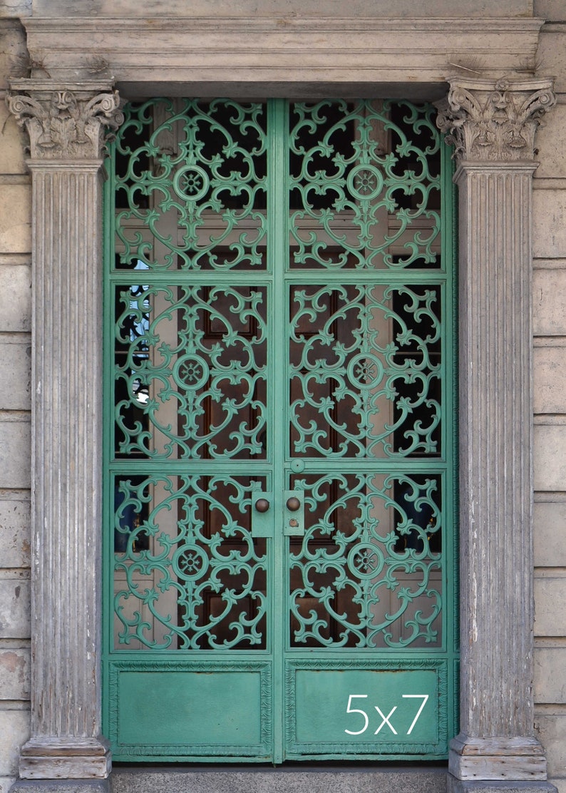 French Quarter door print, New Orleans photography, mint green door photo, Louisiana wall art 5x7 pollici