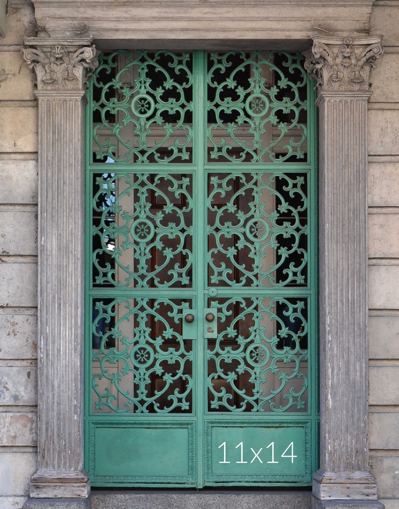 French Quarter door print, New Orleans photography, mint green door photo, Louisiana wall art 11x14 inches