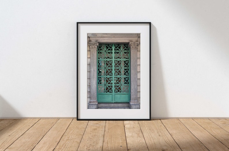 French Quarter door print, New Orleans photography, mint green door photo, Louisiana wall art image 1