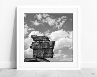 black and white Garden of the Gods print, landscape photography, Colorado Springs wall art