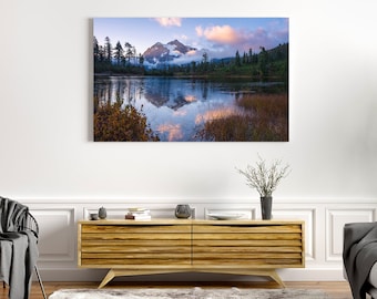 Washington Photography, Large Wall Art, Mount Shuksan Picture Lake Sunrise, North Cascades Pacific Northwest Photo Print, Landscape Nature