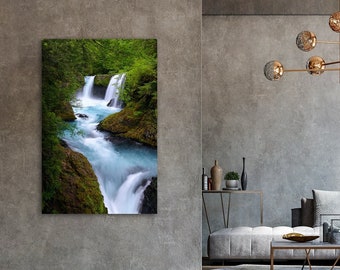 Peaceful Waterfall Art, Scenic Washington Waterfall Photograph, Spirit Falls Print, Columbia Gorge, Pacific Northwest Nature Photo