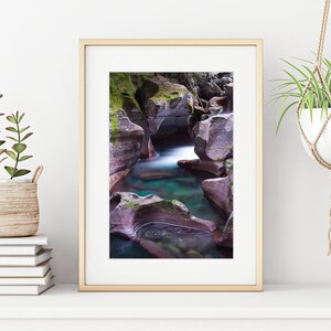 Avalanche Gorge, Glacier National Park, Montana Photo, Scenic Wall Art, Waterfall Print, Metal, Canvas, Rocky Mountain Art