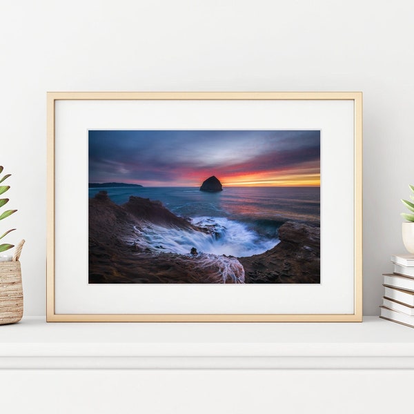 Oregon Coast Photography, Cape Kiwanda Pacific City Sunset, Large Wall Art, Haystack Rock, Pacific Northwest, Landscape Nature