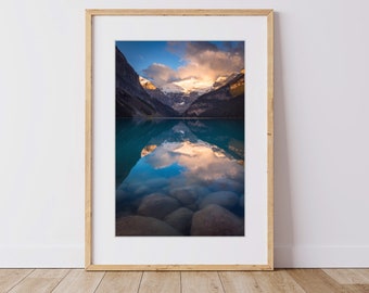 Lake Louise Sunrise Photography, Large Banff Wall Art, Canadian Rockies Photo Print, Alberta Mountain Print, Landscape Nature Photo