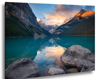 Mountain Photography – Rocky Mountain Landscape Photography Print – Lake Louise Canada – Photo on Paper, Canvas, Metal, Acrylic