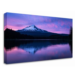 Mount Hood Sunset Print – Trillium Lake Reflection Photo – Pink & Purple Sky Wall Art – Oregon Mountain Nature Photography – PNW Decor