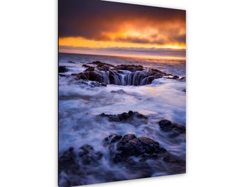 Oregon Coast Sunset Print – Thor's Well Photography – Pacific Northwest Landscape – Photo on Paper, Canvas, Metal, Acrylic
