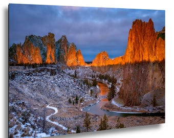 Arte mural de Smith Rock, Oregón; impresión fotográfica del Parque Estatal Smith Rock; fotografía de paisajes de Oregón; decoración de Bend, Oregón; impresión artística.