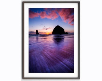Cannon Beach Photography, Haystack Rock Print, Oregon Coast Art, Pacific Northwest Office Decor, Oregon Nature Photography