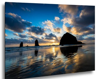Wydruk z Cannon Beach w Oregonie, Fotografia Haystack Rock, Sztuka ścienna na wybrzeżu Oregonu, Dekoracje krajobrazowe z wybrzeża, Fotografia Pacyfiku Północno-Zachodniego