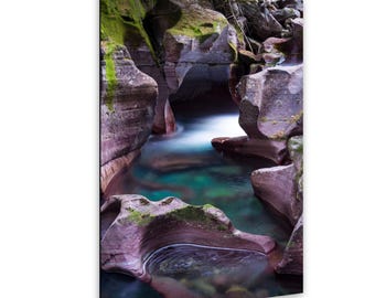 Montana Decor – Glacier National Park Print – Avalanche Gorge Photography – Waterfall Wall Art – Photo on Paper, Canvas, Metal, Acrylic