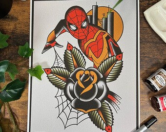 Spider-man Inspired Tattoo Art Print - Etsy Canada Spider-man Inspired Tattoo Art Print - Etsy Canada