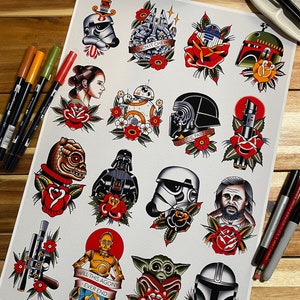 Star Wars Tattoo Flash Sheet Print  Erica Tattoos