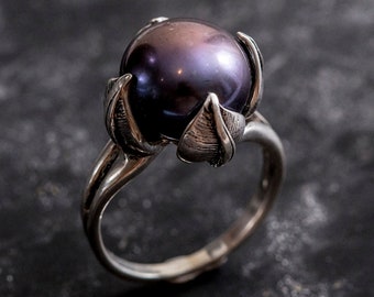 Black pearl ring mens deals