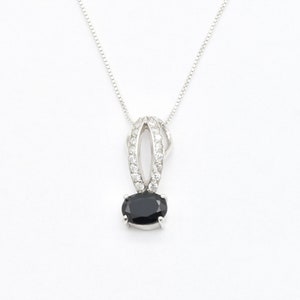 Black Onyx Necklace, Natural Onyx Necklace, Black Oval Pendant, Sparkly Vintage Pendant, Black Diamond Necklace, Drop Pendant, Adina Stone