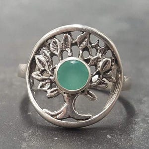 Green Emerald Ring, Natural Emerald Ring, May Birthstone, Silver Tree Ring, Vintage Tree Ring, Tree Of Life Ring, May Ring, 925 Silver Ring image 7
