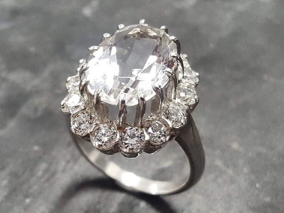 Diamond Ring Princess Diana Ring Natural Topaz Promise Ring