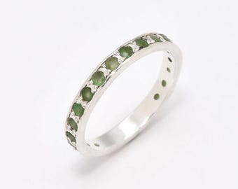 Emerald Eternity Ring, Natural Emerald, Emerald Band, May Birthstone, May Band, Real Emerald Band, Vintage Band, Silver Band, Eternity Ring
