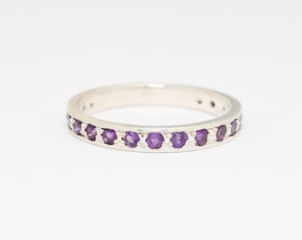 Amethyst Ring, Natural Amethyst, February Ring, Full Eternity Band, Amethyst Band, February Birthstone, Eternity Vintage Ring, Eternity Ring