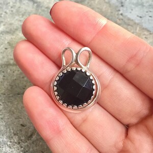 Onyx Pendant, Black Onyx Pendant, Goth Pendant, Natural Onyx, Round Pendant, Black Gemstone, Stone Pendant , Solid Silver, Silver Pendant