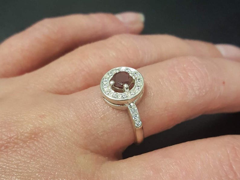 Ruby Ring, Natural Ruby Ring, July Birthstone, Cluster Ring, Red Vintage Ring, Red Ruby Ring, Genuine Ruby Ring, July Ring, 925 Silver Ring image 2