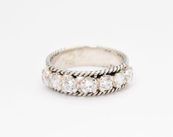 Half Eternity Ring, Diamond Ring, Created Diamond Ring, Promise Ring, Lab Diamond Ring, Vintag Rings, Eternity Band, Silver Ring, Diamond