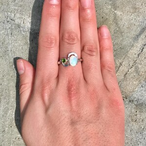 Opal Ring, Natural Opal Ring, Real Opal Ring, Unique Ring, Vintage Ring, October Birthstone, Asymmetric Ring, Fire Opal, Solid Silver Ring image 7