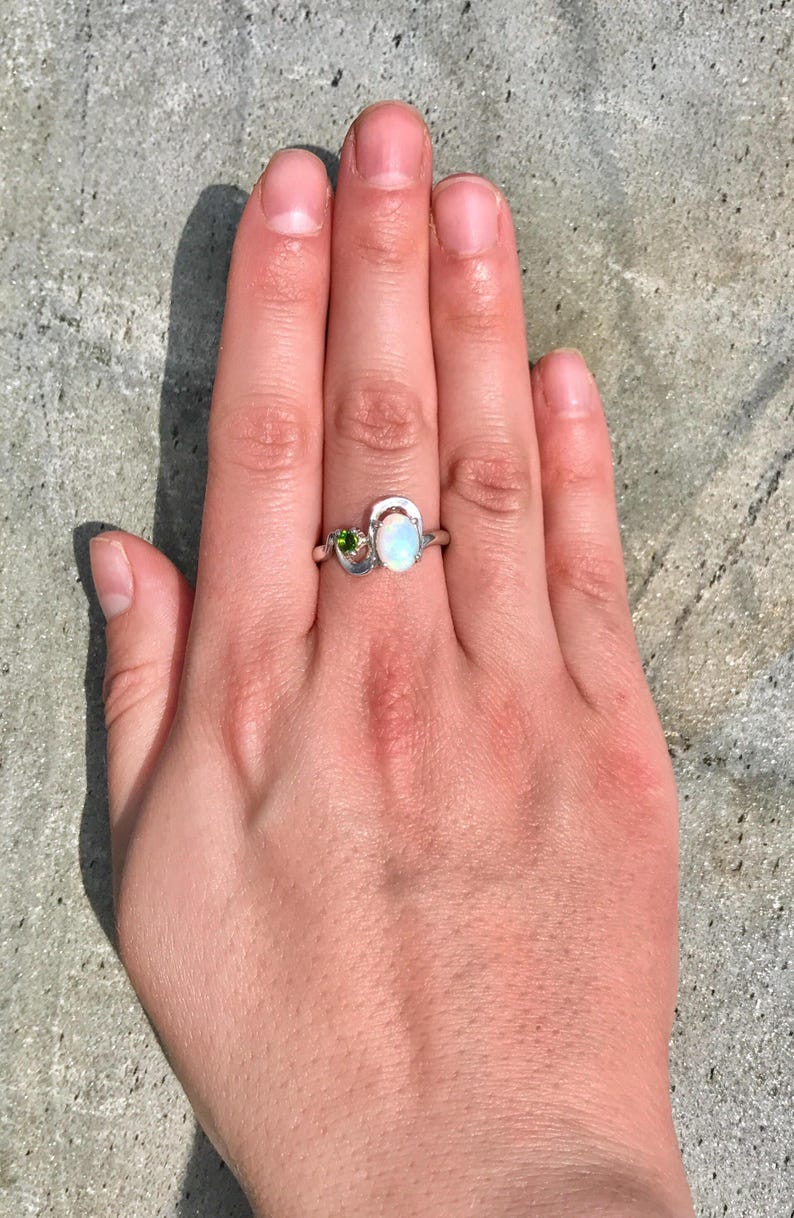 Opal Ring, Natural Opal Ring, Real Opal Ring, Unique Ring, Vintage Ring, October Birthstone, Asymmetric Ring, Fire Opal, Solid Silver Ring image 7