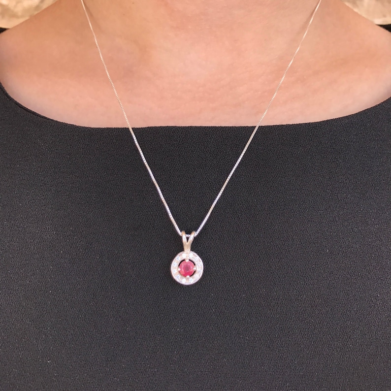 Ruby Pendant, Natural Ruby Pendant, Real Ruby, July Birthstone, Silver Pendant, Vintage Pendant, Red Pendant, Small Pendant, Dainty Pendant image 2