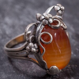 Carnelian Ring, Natural Carnelian, Red Gemstone Ring, Leaf Ring, Healing Stone, Red Ring, Vintage Rings, Red Stone, Solid Silver Ring, Agate image 6