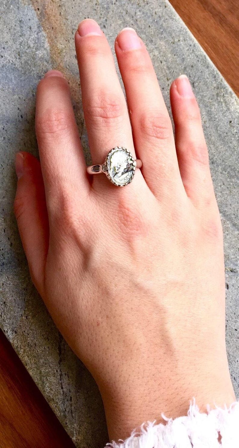 Kameenring, Römischer Ring, Ring aus massivem Silber, Sterlingsilberring, Renaissance-Ring, Römischer Schmuck, Passendes Set, Muschelring, Damenring Bild 7