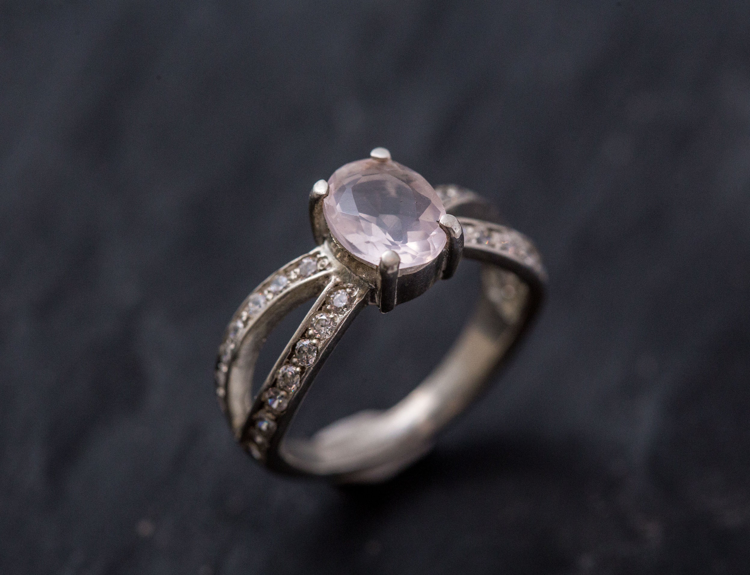 Rose Quartz Ring Natural Rose Quartz Pink Diamond Ring Pink Etsy UK