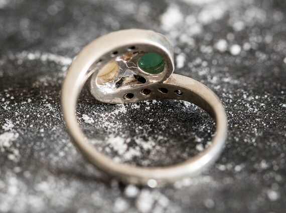 Unique Vintage Ring Emerald Ring Opal Ring Vintage Ring Bypass
