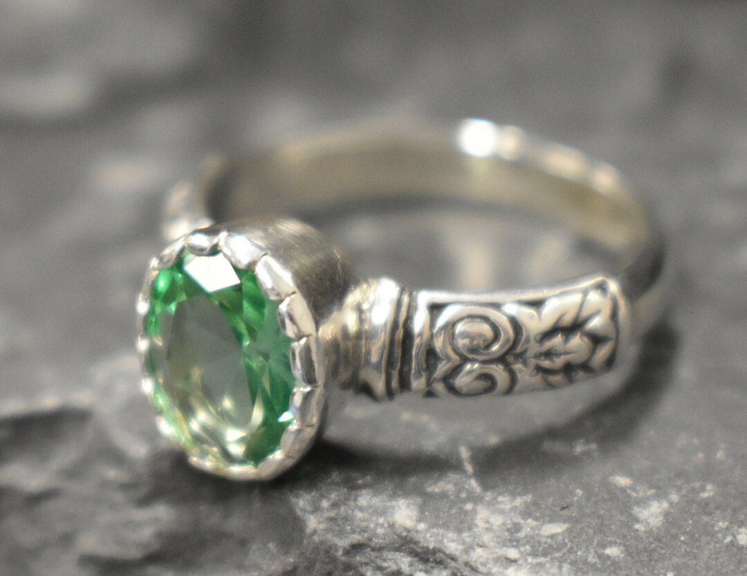 Mint Green Ring Emerald Ring Created Emerald Tribal Ring Etsy