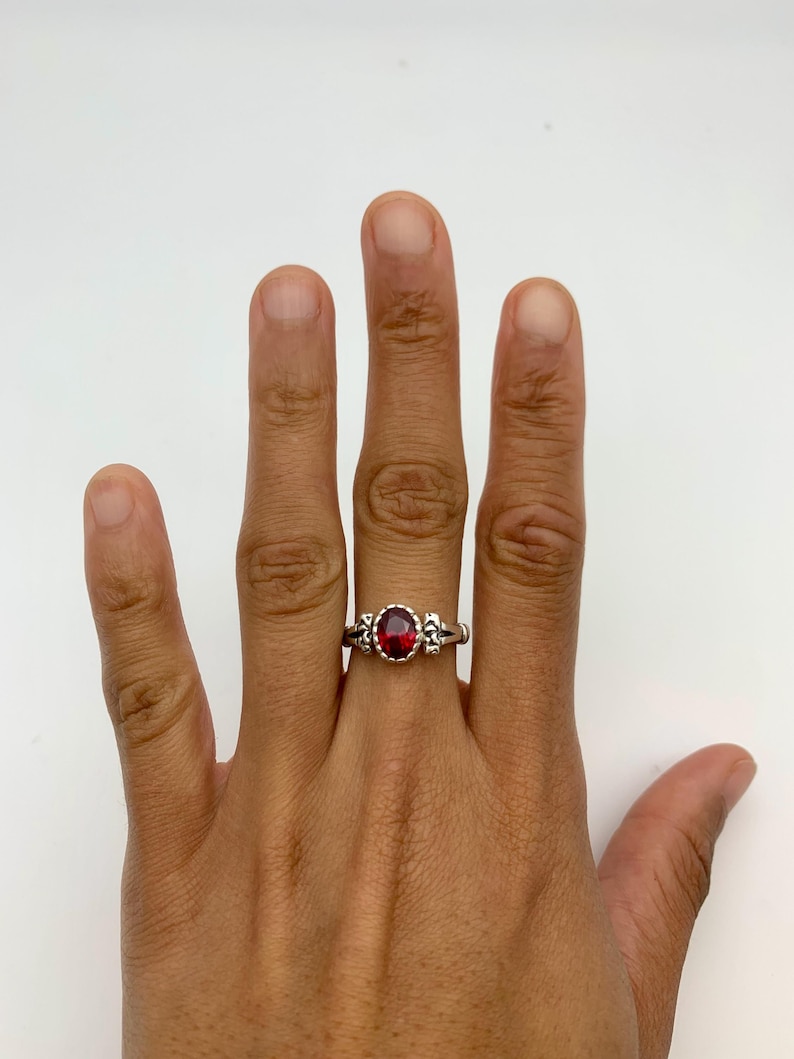 Vintage Ruby Ring, Red Ruby Ring, Created Ruby Ring, Tribal Ring, Ruby Solitaire Ring, Oval Ruby Ring, July Birthstone Ring, Adina Stone