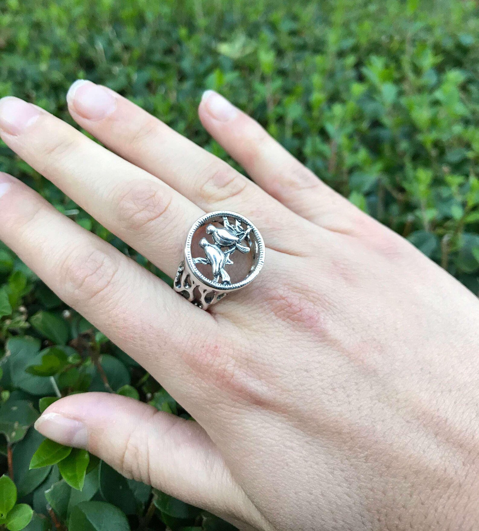 Love Birds Ring, Love Ring, Solid Silver Ring, Statement Ring, Birds ...