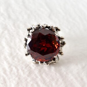 Ruby Statement Ring, Created Ruby, Red Vintage Ring, Large Red Ring, Ruby Cocktail Ring, Ancient Red Ring, July Birthstone, Adina Stone image 3