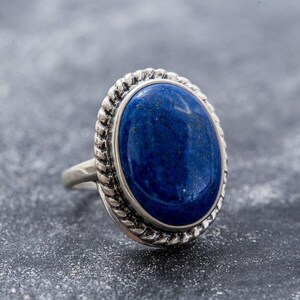 Large Lapis Ring, Lapis Lazuli Ring, Natural Lapis Lazuli, Blue Ring, Victorian Ring, Solid Silver Ring, December Birthstone, Lapis Lazuli image 10