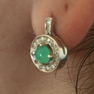 Chrysopras Ohrringe, Vintage Ohrringe, Chrysopras, solide Silber Ohrringe, Grünstein Ohrringe, australischer Chrysopras